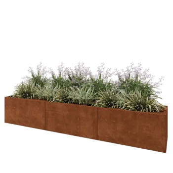 Jardinera XXL de acero corten - Rectángulo - 300 x 50 x 50 cm - Sin placa inferior