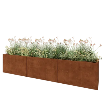 Jardinera XXL de acero corten - Rectángulo - 300 x 50 x 60 cm - Sin placa inferior
