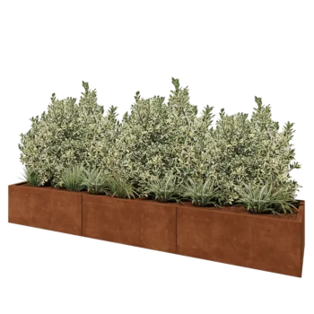 Jardinera XXL de acero corten - Rectángulo - 300 x 60 x 40 cm - Con placa inferior