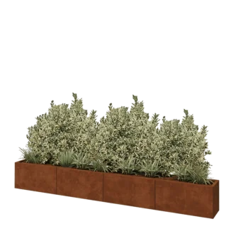 Jardinera XXL de acero corten - Rectángulo - 320 x 30 x 40 cm - Con placa inferior
