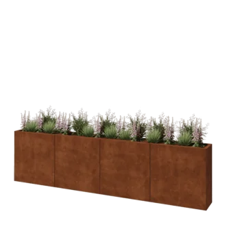 Jardinera XXL de acero corten - Rectángulo - 320 x 30 x 80 cm - Con placa inferior