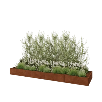 Jardinera XXL de acero corten - Rectángulo - 400 x 100 x 30 cm - Sin placa inferior