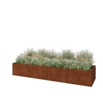 Jardinera XXL de acero corten - Rectángulo - 400 x 100 x 60 cm - Sin placa inferior