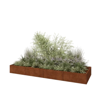 Jardinera XXL de acero corten - Rectángulo - 400 x 120 x 40 cm - Con placa inferior