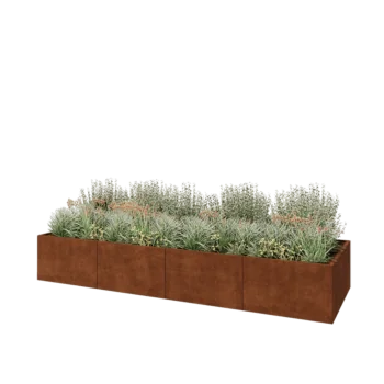 Jardinera XXL de acero corten - Rectángulo - 400 x 120 x 60 cm - Sin placa inferior