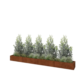 Jardinera XXL de acero corten - Rectángulo - 400 x 40 x 30 cm - Sin placa inferior