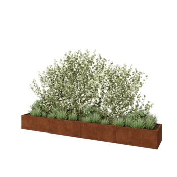 Jardinera XXL de acero corten - Rectángulo - 400 x 60 x 40 cm - Sin placa inferior