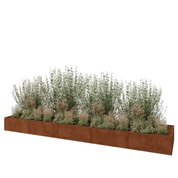 Jardinera XXL de acero corten - Rectángulo - 500 x 100 x 40 cm - Sin placa inferior