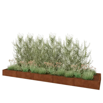 Jardinera XXL de acero corten - Rectángulo - 500 x 120 x 30 cm - Con placa inferior