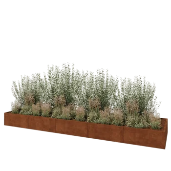 Jardinera XXL de acero corten - Rectángulo - 500 x 120 x 40 cm - Con placa inferior