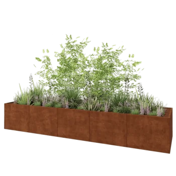 Jardinera XXL de acero corten - Rectángulo - 500 x 120 x 80 cm - Sin placa inferior