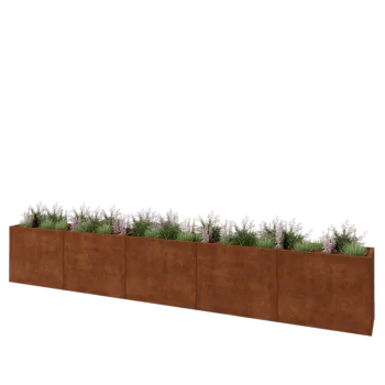 Jardinera XXL de acero corten - Rectángulo - 500 x 50 x 80 cm - Sin placa inferior