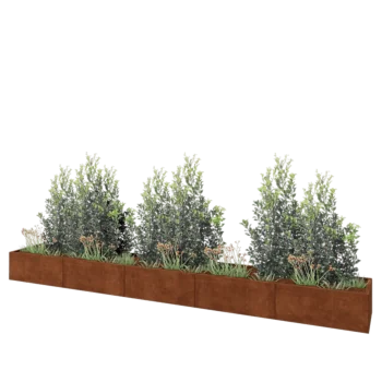 Jardinera XXL de acero corten - Rectángulo - 500 x 60 x 40 cm - Sin placa inferior