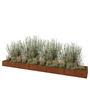 Jardinera XXL de acero corten - Rectángulo - 500 x 80 x 30 cm - Sin placa inferior