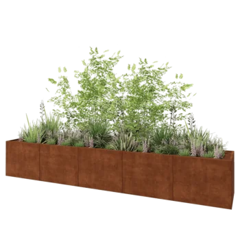Jardinera XXL de acero corten - Rectángulo - 500 x 80 x 80 cm - Sin placa inferior