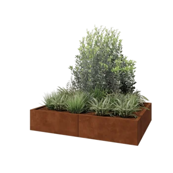 Jardinera XXL de acero corten - Rectángulo - 160 x 120 x 30 cm - Con placa inferior