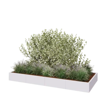Jardinera XXL de acero - Rectángulo - 320 x 120 x 30 cm - RAL9010 mate (blanco) - Con placa inferior