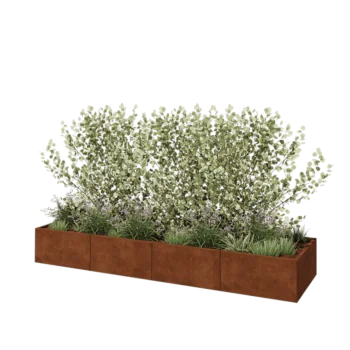 Jardinera XXL de acero corten - Rectángulo - 320 x 80 x 40 cm - Con placa inferior
