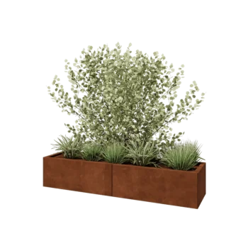 Jardinera XXL de acero corten - Rectángulo - 160 x 40 x 30 cm - Con placa inferior