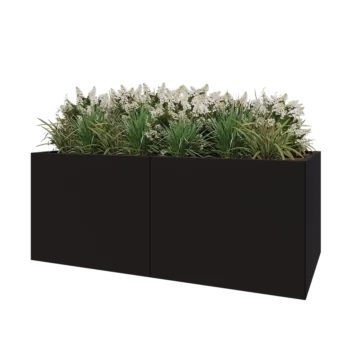Jardinera XXL de acero - Rectángulo - 200 x 100 x 80 cm - RAL9005 mate (negro) - Con placa inferior