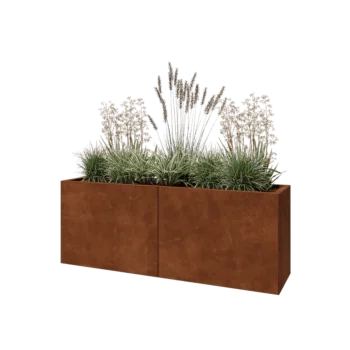 Jardinera XXL de acero corten - Rectángulo - 160 x 40 x 60 cm - Con placa inferior