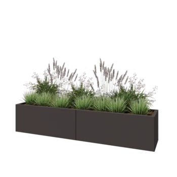Jardinera XXL de acero - Rectángulo - 200 x 40 x 40 cm - RAL7016 mate (gris antracita) - Sin placa inferior