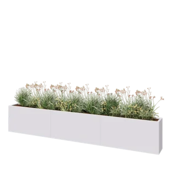 Jardinera XXL de acero - Rectángulo - 360 x 30 x 60 cm - RAL9010 mate (blanco) - Sin placa inferior