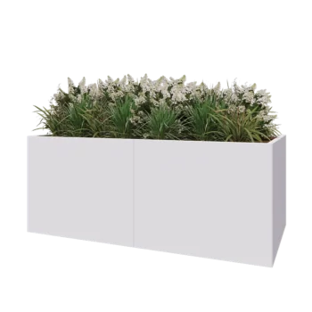 Jardinera XXL de acero - Rectángulo - 200 x 100 x 80 cm - RAL9010 mate (blanco) - Con placa inferior