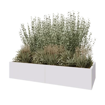 Jardinera XXL de acero - Rectángulo - 200 x 80 x 40 cm - RAL9010 mate (blanco) - Con placa inferior