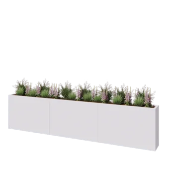 Jardinera XXL de acero - Rectángulo - 360 x 30 x 80 cm - RAL9010 mate (blanco) - Sin placa inferior
