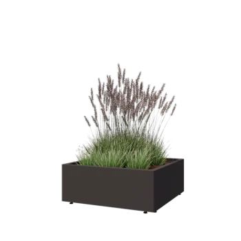 Jardinera de acero - Cuadrado - 80 x 80 x 30 cm - RAL7016 mate (gris antracita) - Con placa inferior - Con patas