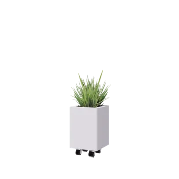 Jardinera de acero - Cuadrado - 30 x 30 x 40 cm - RAL9010 mate (blanco) - Con placa inferior - Con ruedas