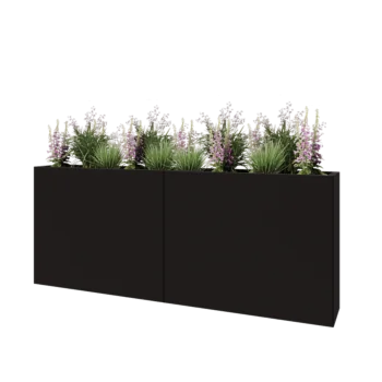 Jardinera XXL de acero - Rectángulo - 200 x 30 x 80 cm - RAL9005 mate (negro) - Sin placa inferior