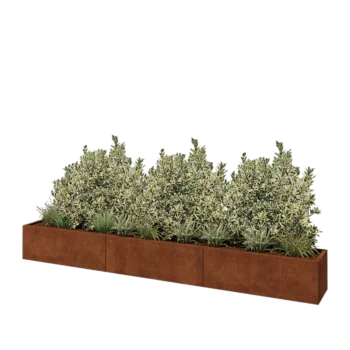 Jardinera XXL de acero corten - Rectángulo - 360 x 40 x 40 cm - Sin placa inferior