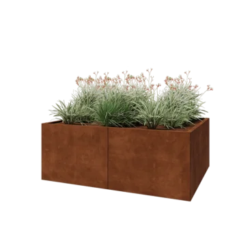 Jardinera XXL de acero corten - Rectángulo - 160 x 120 x 60 cm - Con placa inferior