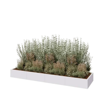 Jardinera XXL de acero - Rectángulo - 320 x 80 x 30 cm - RAL9010 mate (blanco) - Sin placa inferior