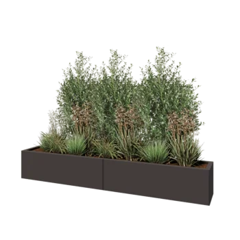 Jardinera XXL de acero - Rectángulo - 200 x 30 x 30 cm - RAL7016 mate (gris antracita) - Sin placa inferior