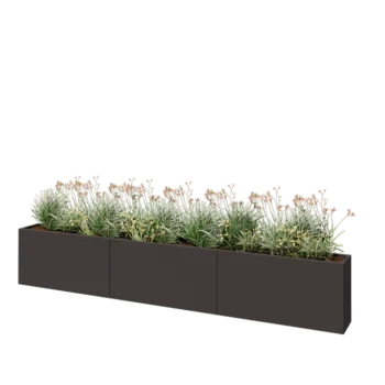 Jardinera XXL de acero - Rectángulo - 360 x 30 x 60 cm - RAL7016 mate (gris antracita) - Sin placa inferior