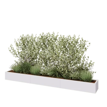 Jardinera XXL de acero - Rectángulo - 360 x 40 x 30 cm - RAL9010 mate (blanco) - Con placa inferior