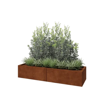 Jardinera XXL de acero corten - Rectángulo - 160 x 50 x 30 cm - Con placa inferior