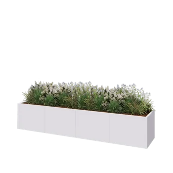 Jardinera XXL de acero - Rectángulo - 320 x 60 x 60 cm - RAL9010 mate (blanco) - Con placa inferior