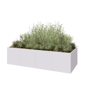 Jardinera XXL de acero - Rectángulo - 320 x 120 x 80 cm - RAL9010 mate (blanco) - Sin placa inferior