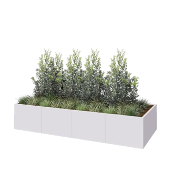 Jardinera XXL de acero - Rectángulo - 320 x 120 x 60 cm - RAL9010 mate (blanco) - Sin placa inferior