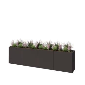 Jardinera XXL de acero - Rectángulo - 320 x 40 x 80 cm - RAL7016 mate (gris antracita) - Con placa inferior