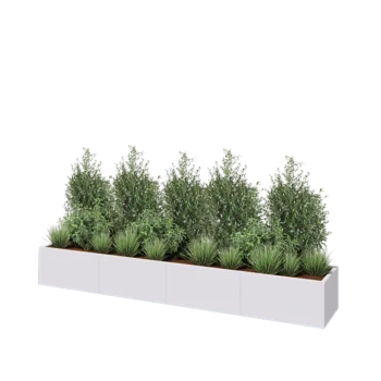 Jardinera XXL de acero - Rectángulo - 320 x 50 x 40 cm - RAL9010 mate (blanco) - Con placa inferior