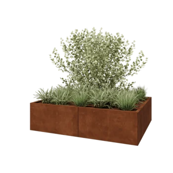 Jardinera XXL de acero corten - Rectángulo - 160 x 120 x 40 cm - Con placa inferior