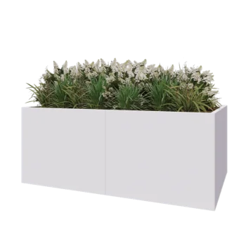 Jardinera XXL de acero - Rectángulo - 200 x 120 x 80 cm - RAL9010 mate (blanco) - Sin placa inferior