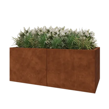 Jardinera XXL de acero corten - Rectángulo - 200 x 100 x 80 cm - Con placa inferior