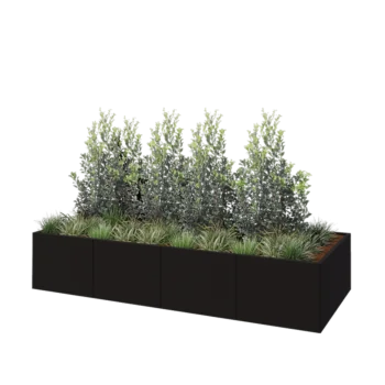 Jardinera XXL de acero - Rectángulo - 320 x 120 x 60 cm - RAL9005 mate (negro) - Sin placa inferior