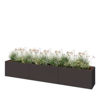 Jardinera XXL de acero - Rectángulo - 360 x 50 x 60 cm - RAL7016 mate (gris antracita) - Sin placa inferior
